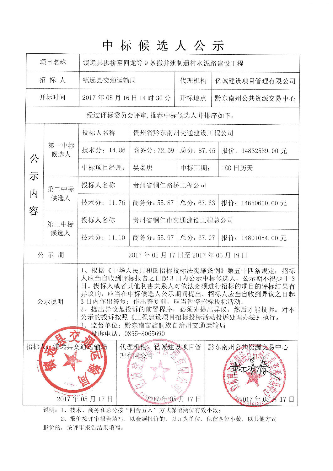 中標候選人