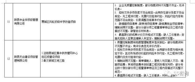 工程造價咨詢、招標(biāo)代理企業(yè)問題列表